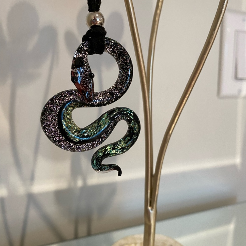 NEW Murano glass snake statement necklace